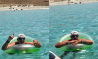 Γιώργος Λιάγκας: Κολυμπάει στη Ρήνεια με «φουσκωτό» και προειδοποιεί για τον καιρό